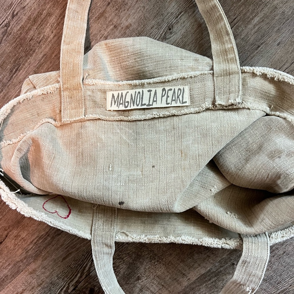 Magnolia Pearl Cream Canvas Tote with Heart Detail - Picture 5 of 6